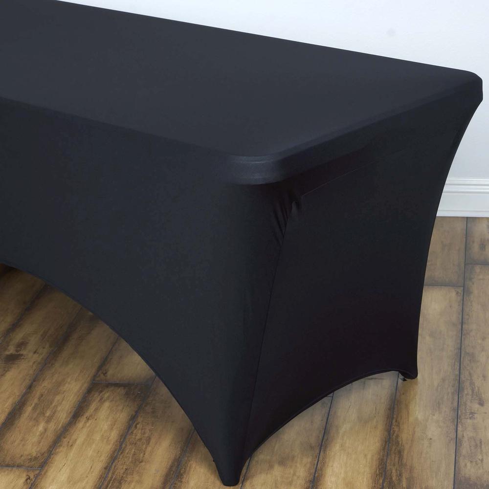 black spandex rectangular table cover rentals