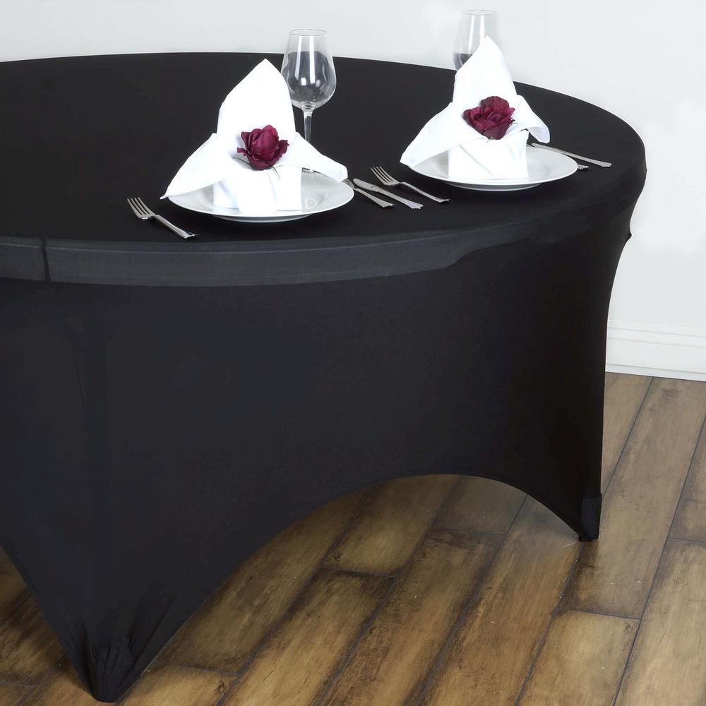 black spandex table cloth round table rentals