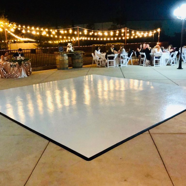 white tile wedding dance floor rental