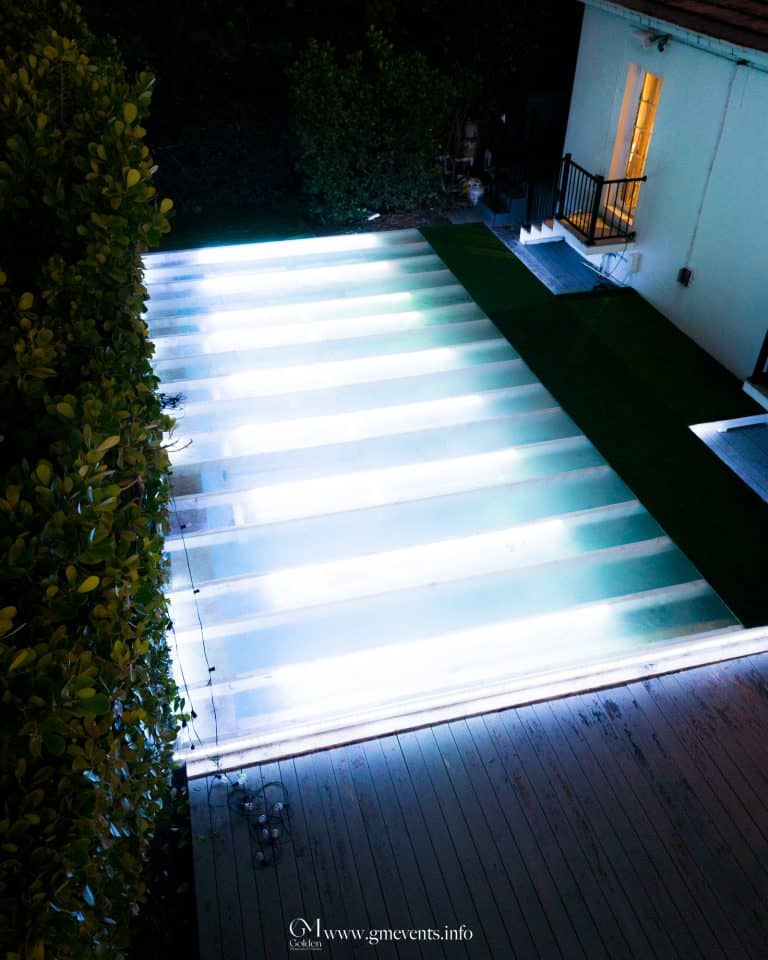 LED glowing pool cover dance floor rental for weddings