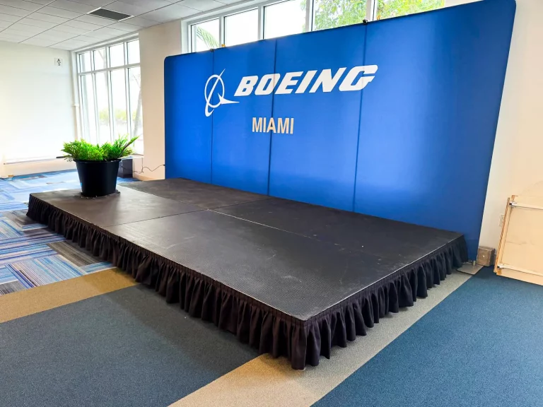 Stage rental setup for event in South Florida venue