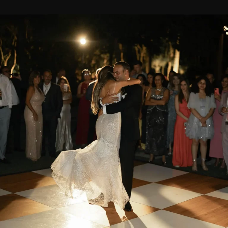 wedding dance floor white and light wood checkered combination for events