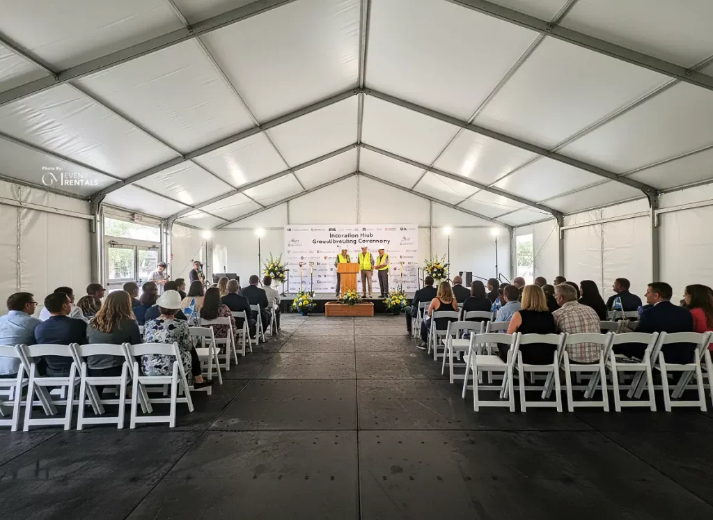 event flooring for tent groundbreaking ceremony