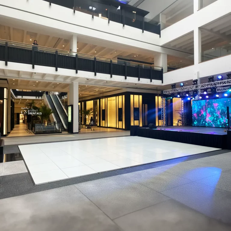 21 x 21 all white dance floor rental